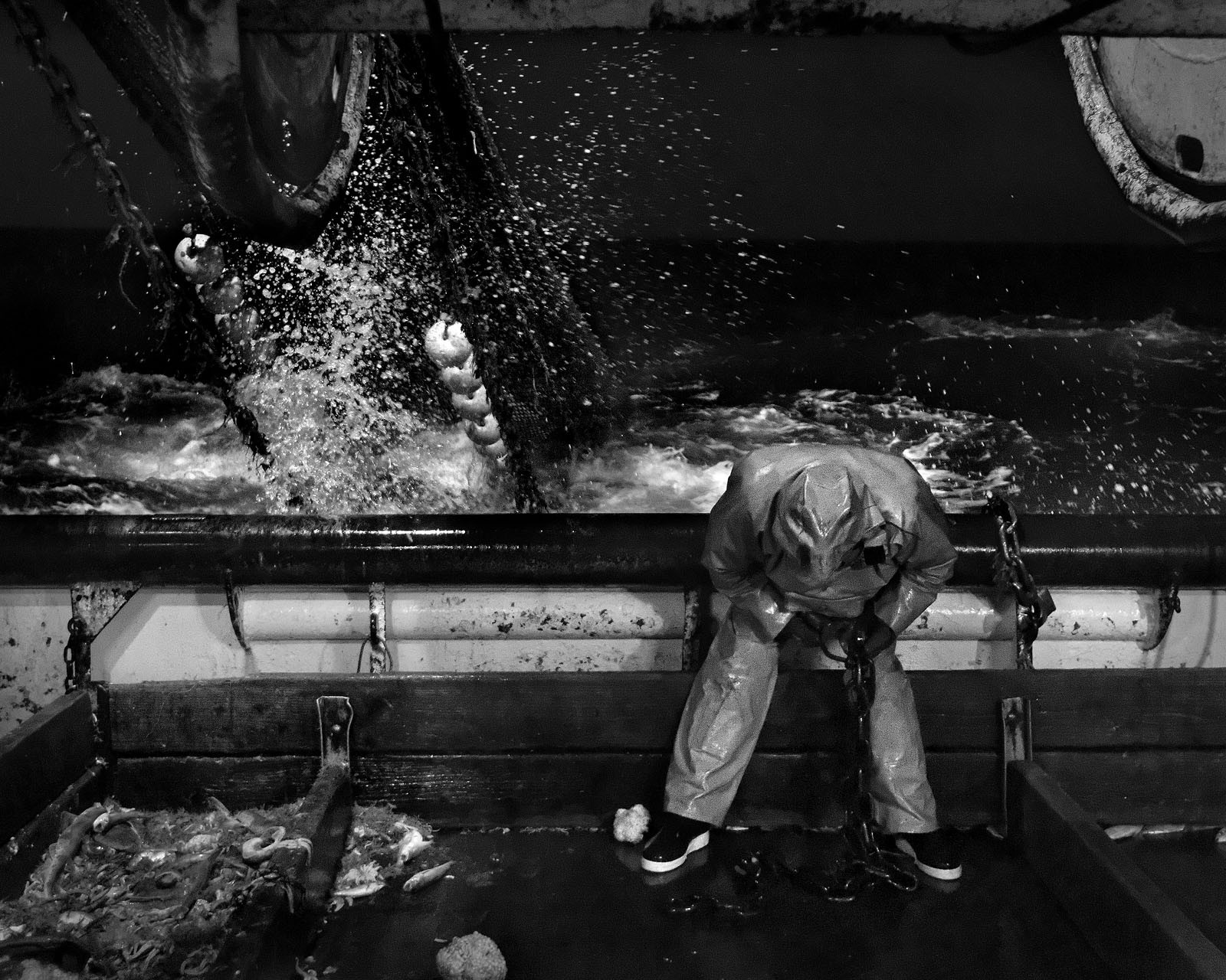 Marin pêcheur.. Deux mots qui suscitent tant de sentiments divers chez les gens de terre... Respect, admiration pour cette liberté, ce courage, mais aussi souvent peur et angoisse. Sont-ils fous ou désepérés pour risquer ainsi leurs vies quotidiennement ? Non, justes passionnés par leur métier, la mer est leur grande histoire d'amour.Le salaire de la peur des forcats de la mer, le journaliste avait raison.Ces photographies réalisées au cours de plusieurs marées à bord du Yannick, chalutier cherbourgeois, vous décrivent l'histoire d'un navire, d'un équipage, d'une famille. Vous embarquez à leurs côtés et découvrez leurs conditions de travail, la tempête, la fatigue, et, au détour d'une image, un sourire.Sophie LeroyDirectice de l'Armement Cherbourgeois