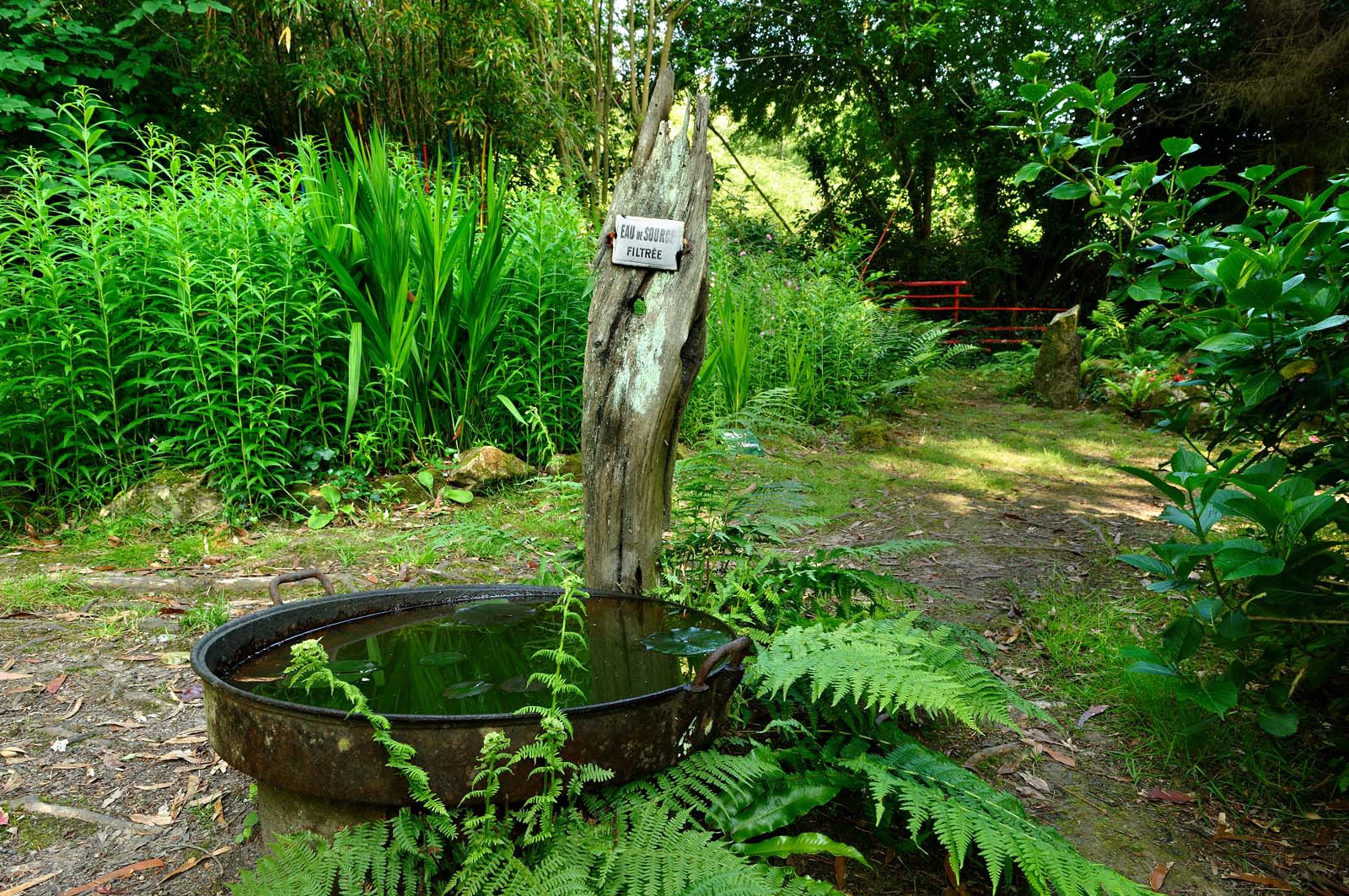 En hommage au poète, ses amis dont Gérard Fusberti, propriétaire du terrain et gardien du temple, décident de créer un jardin où chacun plantera son arbre ou laissera une de ses créations. Montand, Reggiani, Greco ou Mouloudji plantèrent chacun leur double végétal lors de la célébration du dixième anniversaire de la mort de Prévert, un eucalyptus aujourd'hui haut d'au moins 20 mètres pour Mouloudji.Se balader dans ce jardin, c'est pénétrer dans l'univers du poète. Au milieu des arbres d'ornement, des bambous peints de rouge vif, des arbres fruitiers, des camélias, des azalées, des gunneras (que Prévert adorait) et des hortensias, des œuvres d'art se révèlent ça et là, tantôt un portrait, tantôt une sculpture ou une installation. Des arbres peints prennent vie, une main rouge semblant sortir de leur entrailles, le ruisseau qui coule en cascade murmure une douce poésie, que l'on retrouve en quelques phrases inscrites sur des plaques qui surgissent au milieu de cette jungle organisée. (Saint-Germain-des-Vaux Manche)